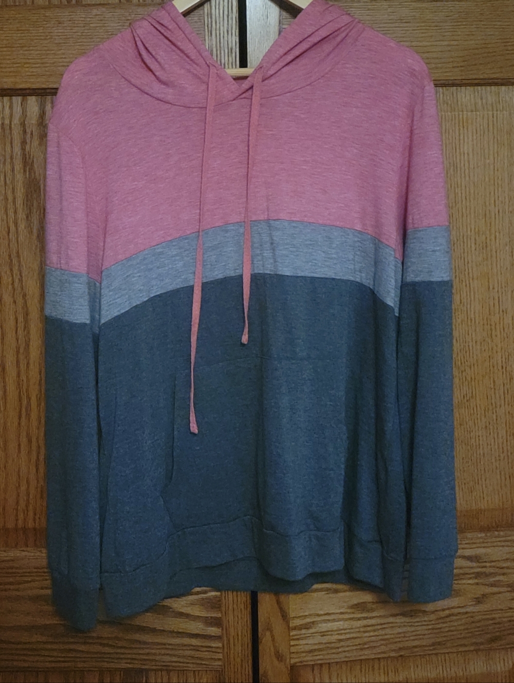 Colorblock Pink and Gray Men's Hoodie Sweater